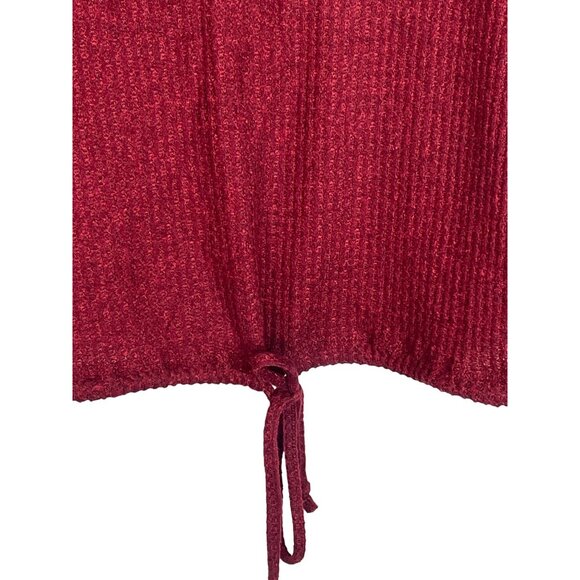 No Boundaries Top Womens Small 3 5 Waffle Knit Pink Burgundy Stripe Casual Shirt - Picture 5 of 15